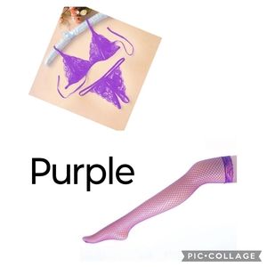 Purple crotchless panties/bra set with matching leggings